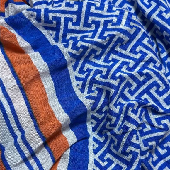 Blue and Orange Geometric Pattern Infinity Scarf Gators Colors - Picture 8 of 8